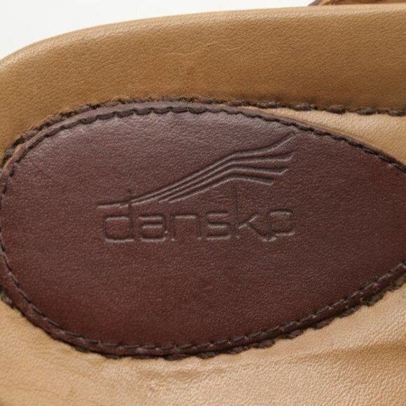 Dansko Neeci Women's Size 40 Brown & Cream Leather Wedge Slide Sandals - Picture 9 of 11